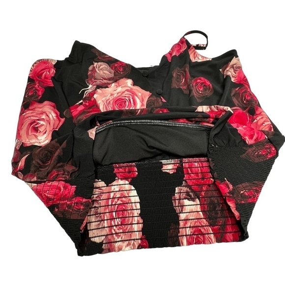 NWT WHBM Floral Red Black Jersey Knit Camisole Button Detail Size M - Picture 12 of 16